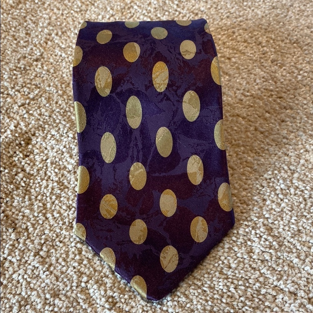 Peerless Man Silk Aubergine & Gold Geometric Tie Made in Italy Tie